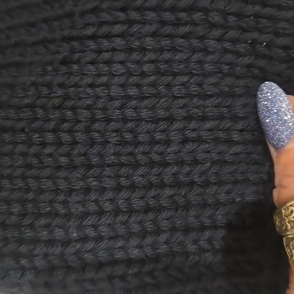 Pure Handknit Vintage Black Chunky Silver Accent Snap Collar Cardigan - Picture 3 of 15